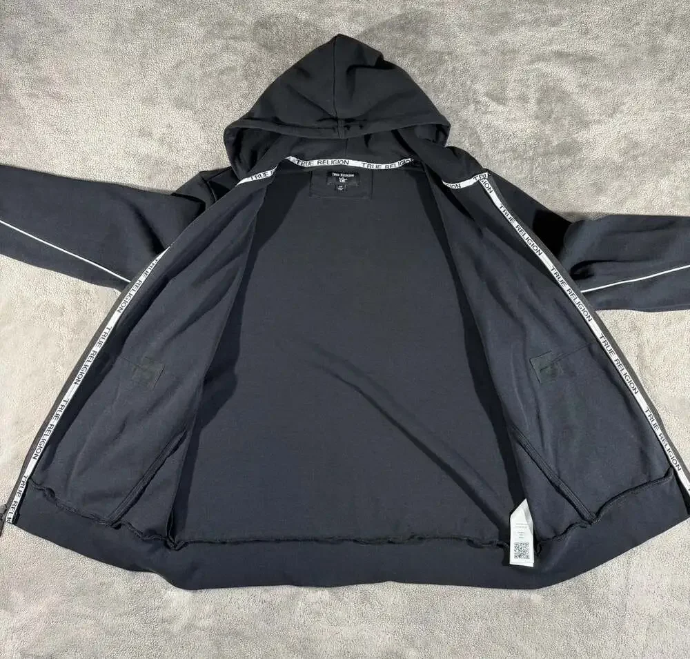 True Religion Vintage Y2K Men's Full Zip Hoodie Black Size Large